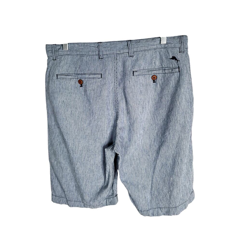 Tommy Bahama 33 Stretch LINEN Cotton Beach Shorts $99 Striped Summer Navy Blue - Picture 3 of 7